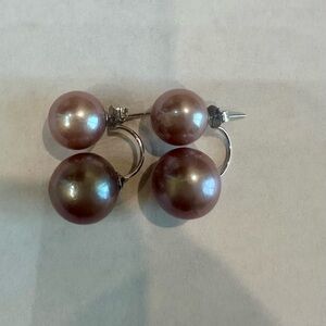 AAA+ edison pearl earrings in silver 925 settings..  sizes 11.5mm/ 13.5mm